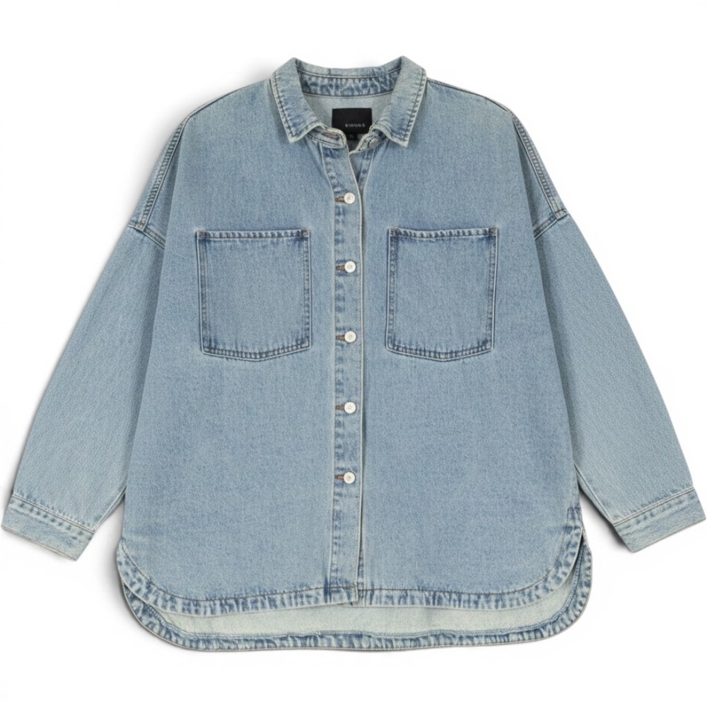 Hudson Boyfriend Denim Shirt Womens XXL Blue Relaxed Oversized Button Up NWOT